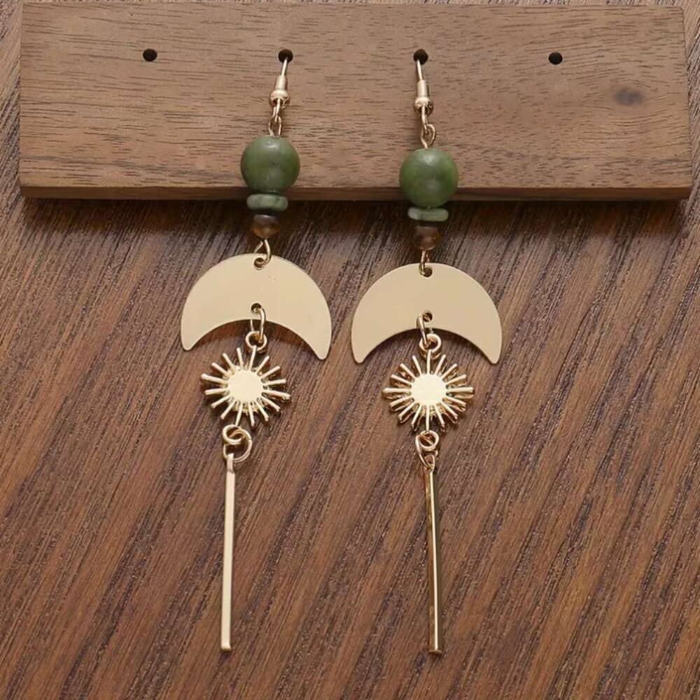 NEW - BOHO Earrings, Celestial Jewelry, Moon dangle earrings, sun earrings